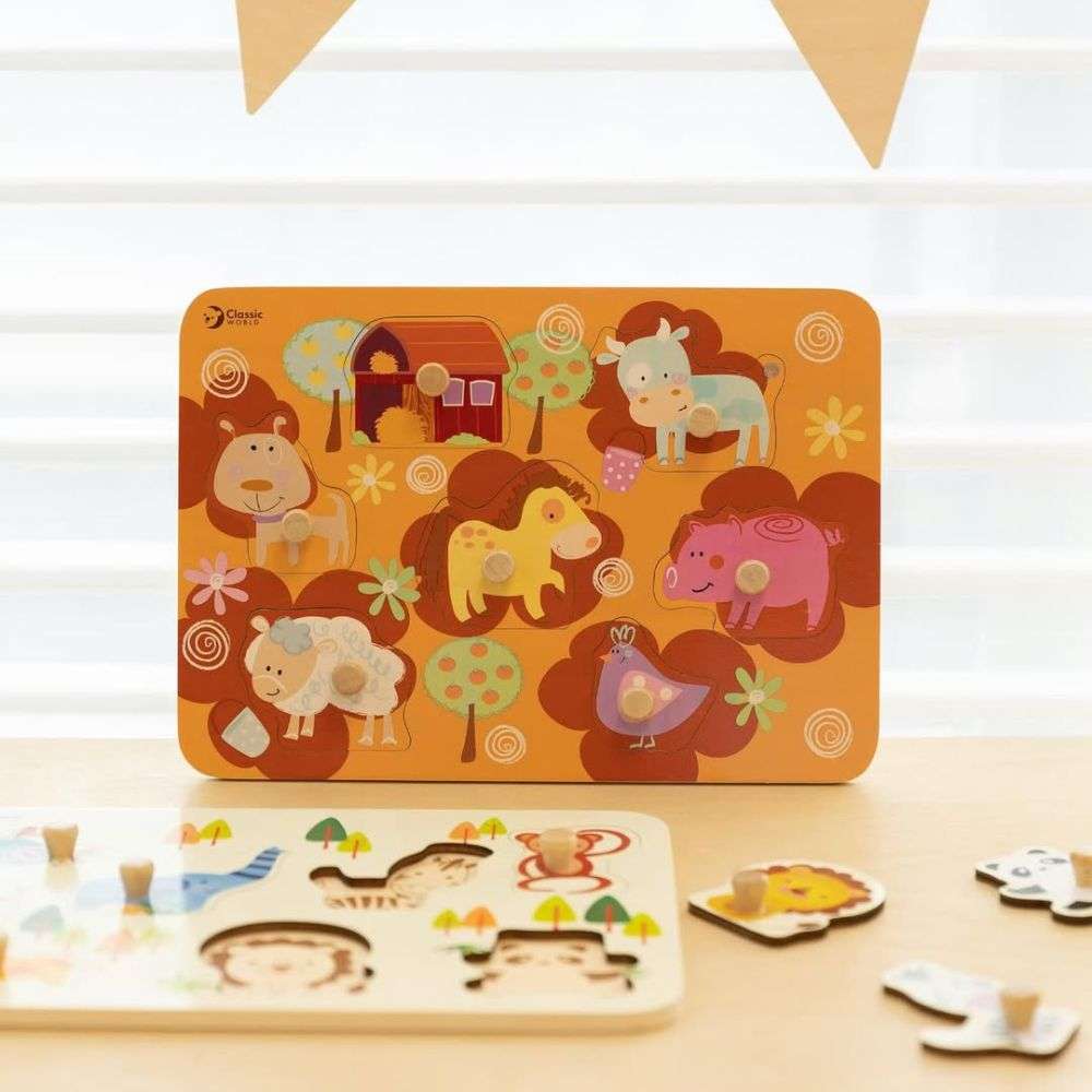 Classic World - Peg Puzzle - Farm - 7pcs - JHB SHRM