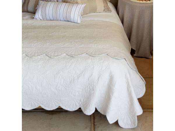 Linen House Sharol Quilted Cotton Throw in Stone - SHAROL260 - Queen
