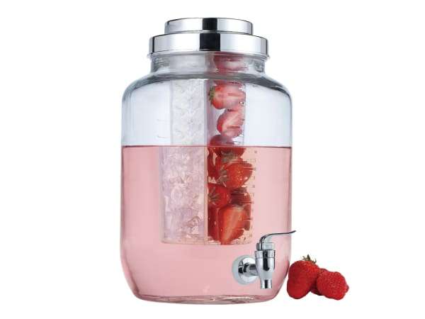 Aqua Homeware Glass Beverage Dispenser with Infuser, 8 Litre - 27505