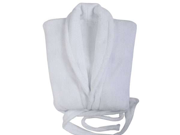 Club Classique Towelling Bathrobe with Collar - CC-LTRC450M-WT - Medium