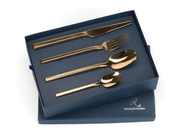 Nicolson Russell Malta Champagne Gold Titanium 24 Piece Cutlery Set - DT19CG24
