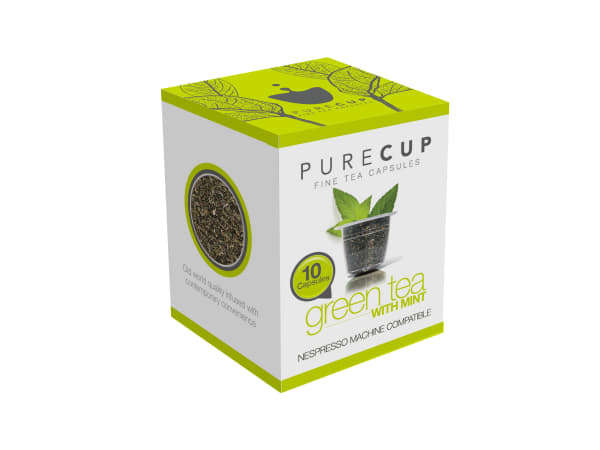 PureCup Fine Tea Capsules, Pack of 10 - GRE001 - Green Tea Mint