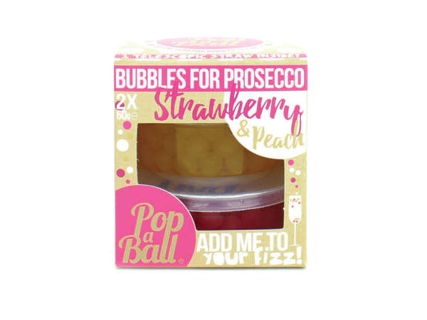 Popaball Strawberry & Peach Fruit Juice Bubbles, Pack of 2 - STR/PEA001-PB - 60g