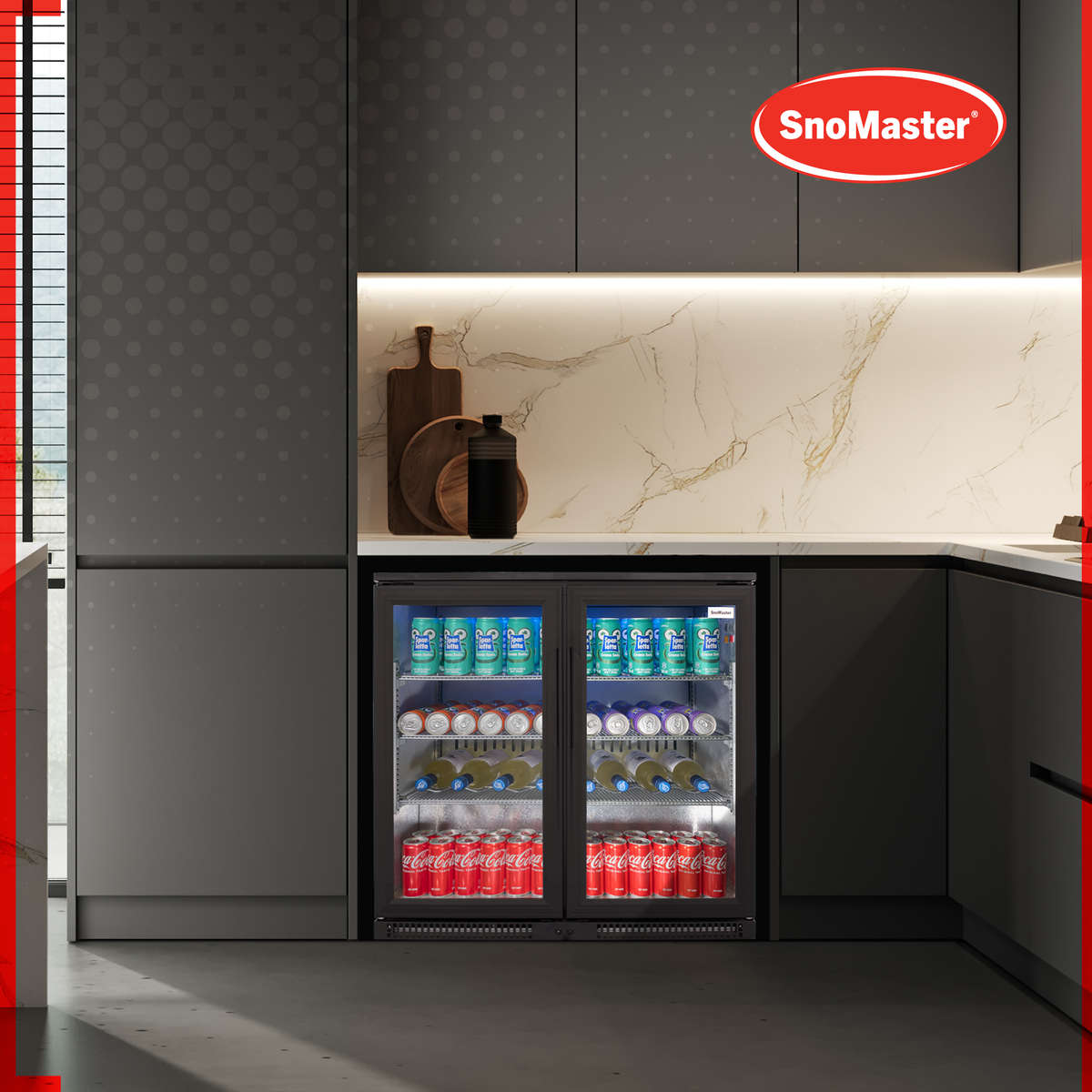 SnoMaster - 200L Sub-Zero Under-Counter Beverage Cooler - Black (SD-220)