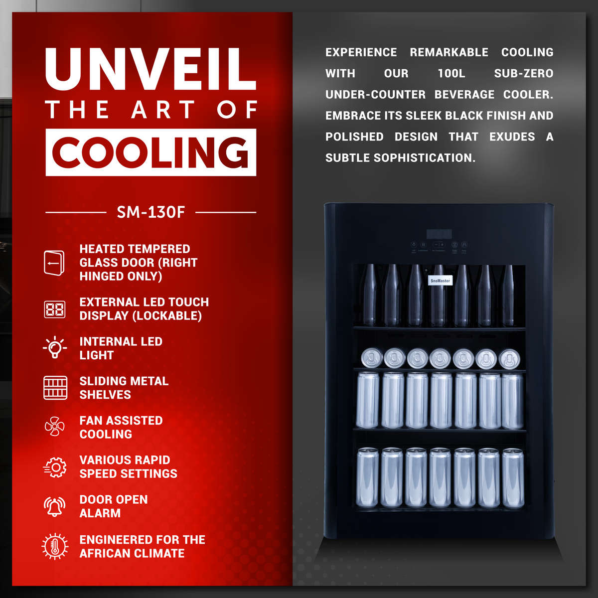 SnoMaster - 100L Sub-Zero Under-Counter Beverage Cooler (SM-130F)