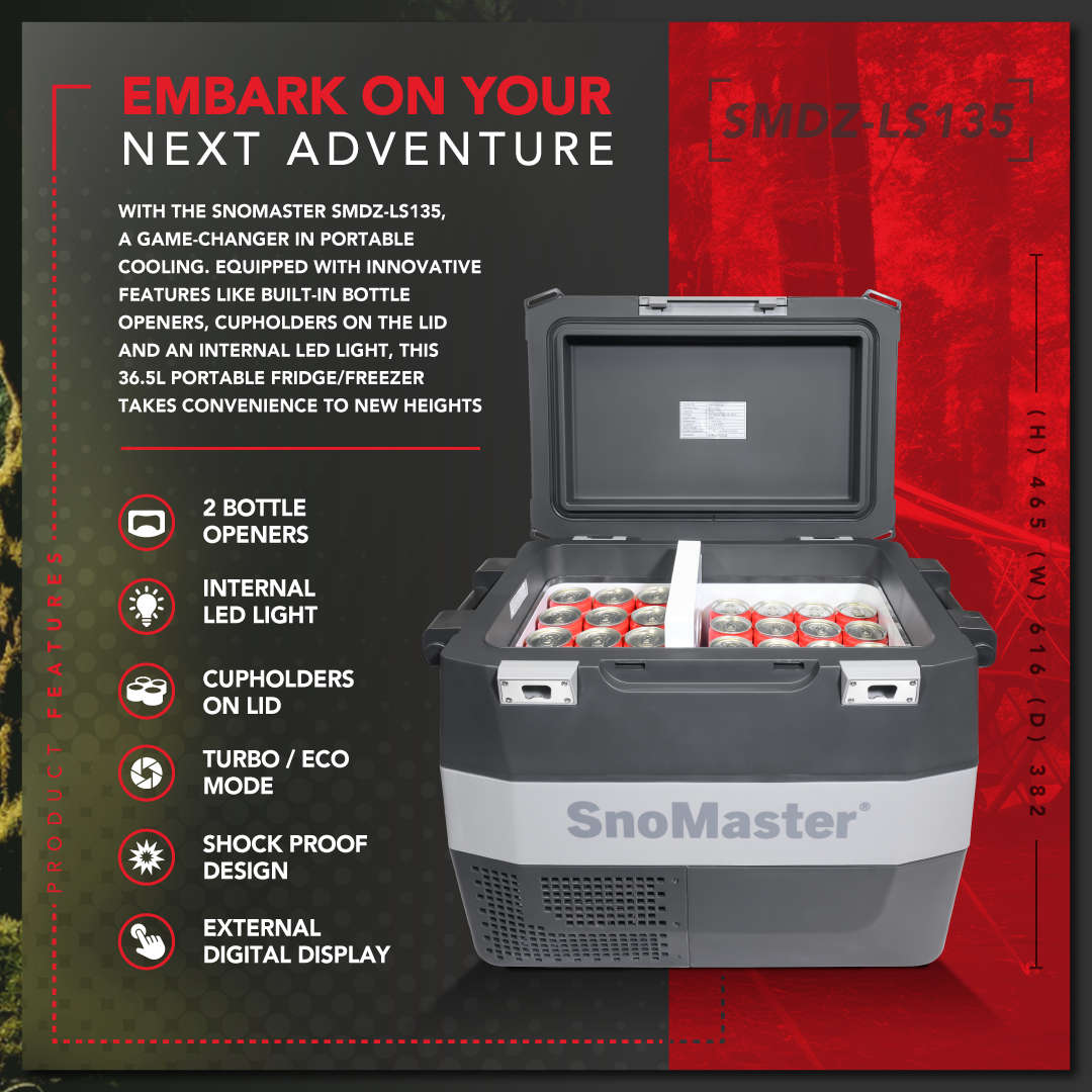 SnoMaster - 36.5L Plastic Portable Fridge/Freezer DC With 220V Power Adapter (SMLS-38)