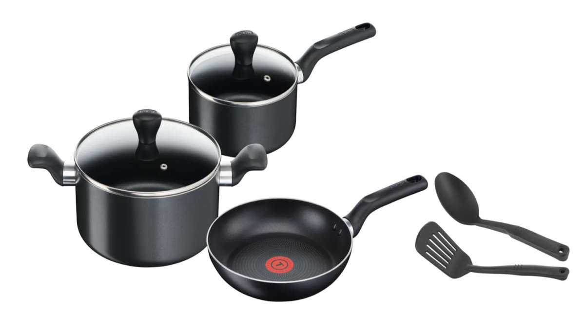 7 piece non-stick cookware set black