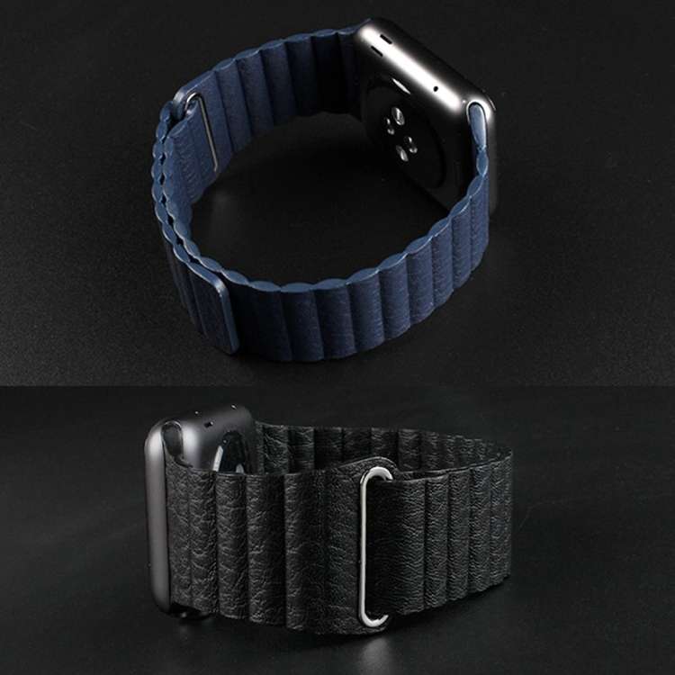 For Apple Watch 38mm Loop Magnetic Closure Clasp PU Leather Watch Band