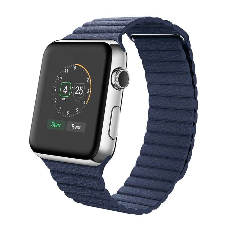 For Apple Watch 38mm Loop Magnetic Closure Clasp PU Leather Watch Band