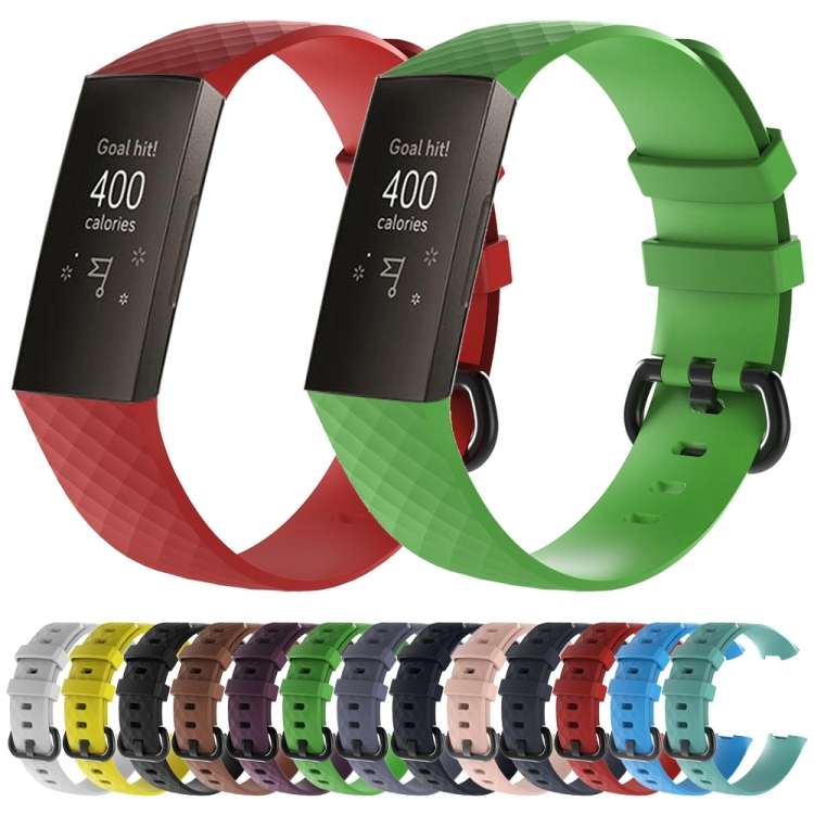 Diamond Pattern Silicone Watch Band for Fitbit Charge 3, Size: 210x18mm, Size210x18mm