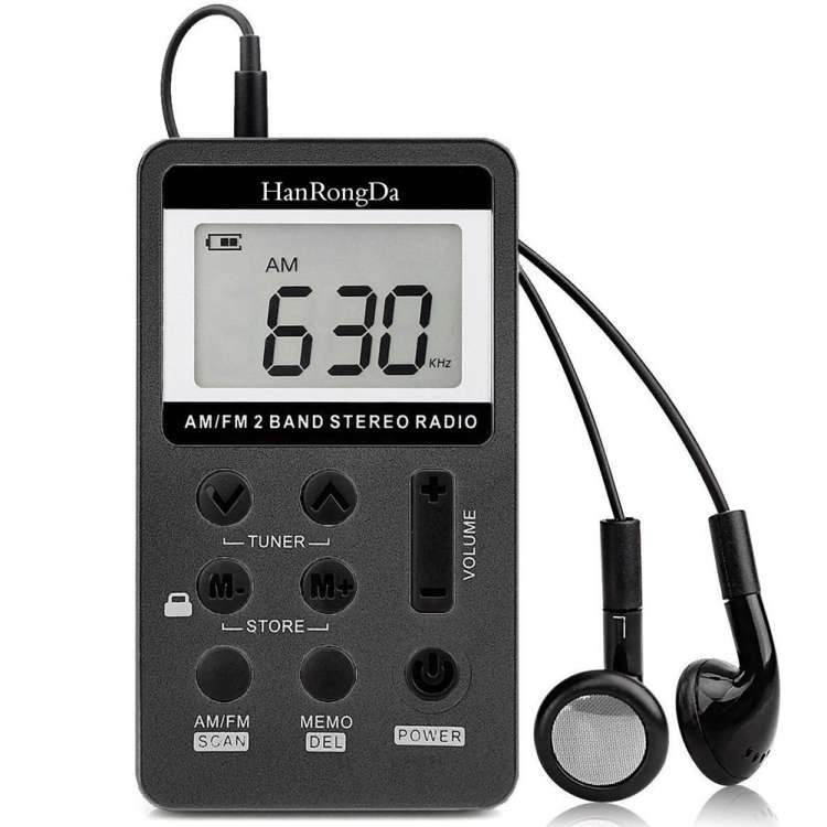 HRD-103 FM + AM Two Band Portable Radio with Lanyard &amp; Headset