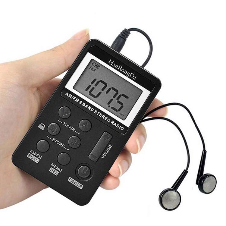 HRD-103 FM + AM Two Band Portable Radio with Lanyard &amp; Headset