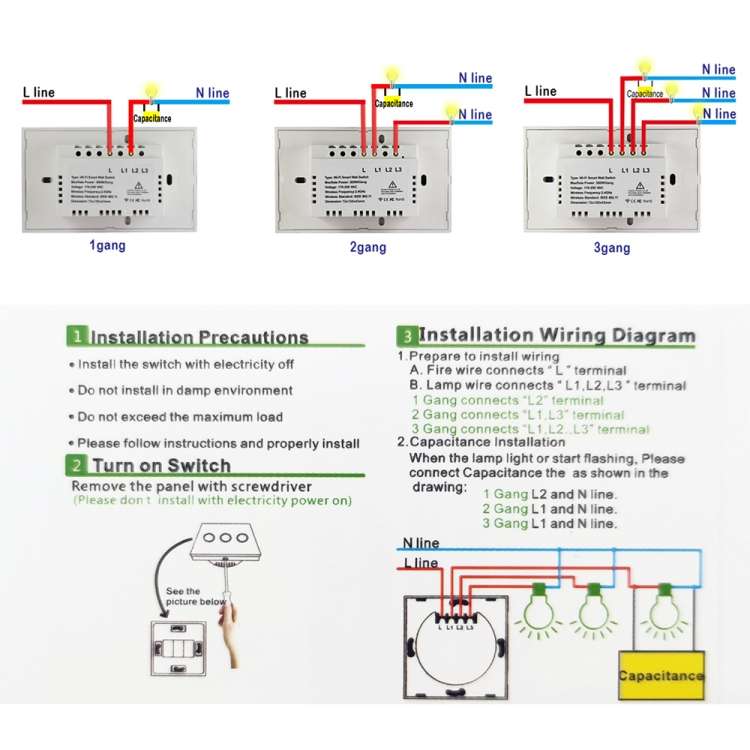 TC120 Wifi Smart Light Switch Glass Screen Touch Panel Voice Control Wireless Wall Switch Work wi...