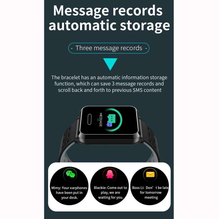 P2 1.3 inch IPS Color Screen IP67 Waterproof Smart Watch Wristband,Support Message Reminder / Hea...
