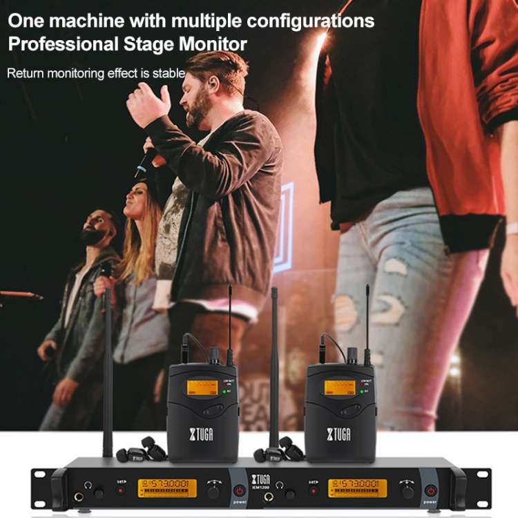 XTUGA IEM1200 Wireless Transmitter 10 Bodypack Stage Singer In-Ear Monitor System, Transmitter 10...