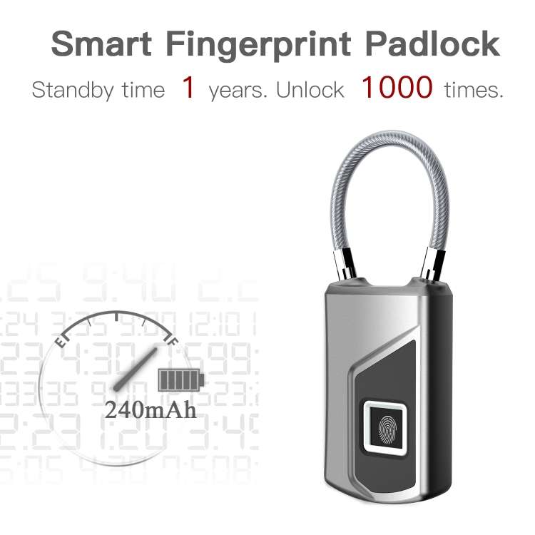 Anytek USB Charging Waterproof Anti-theft Non-password Electrically Intelligent Fingerprint Padlo...