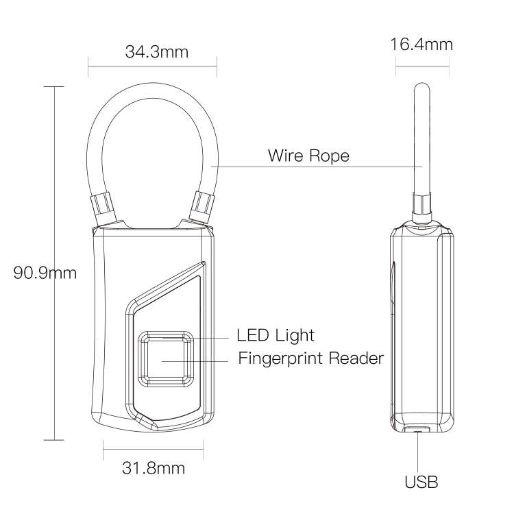 Anytek USB Charging Waterproof Anti-theft Non-password Electrically Intelligent Fingerprint Padlo...