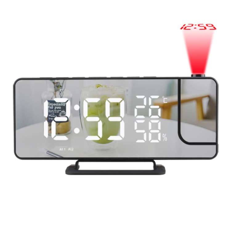TS-9210 Digital Mirror Projection Alarm Clock With FM Radio &amp; Temperature Humidity