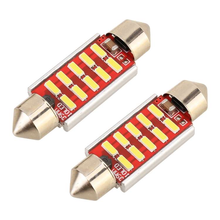 2 PCS DC 12V 2W 31MM 4014 Bicuspid Port No Decoding Car Dome Lamp LED Reading Light with 10 LED L...