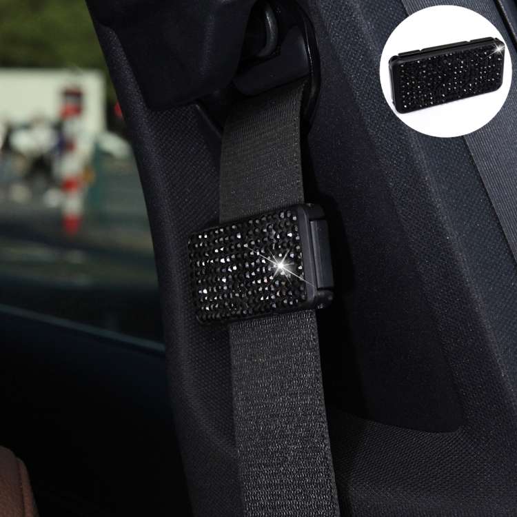 Car Seat Belts Crystal Clip Fixer Tightening Regulator, Crystal Black