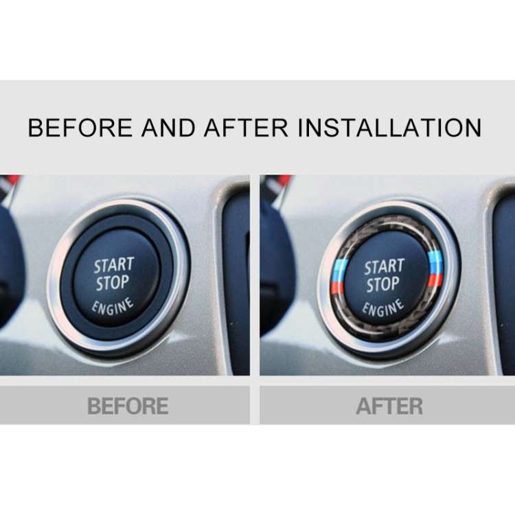 Car Carbon Fiber Soft Panel Engine Start Key Push Button Ring Trim Decorative Sticker for BMW E90...