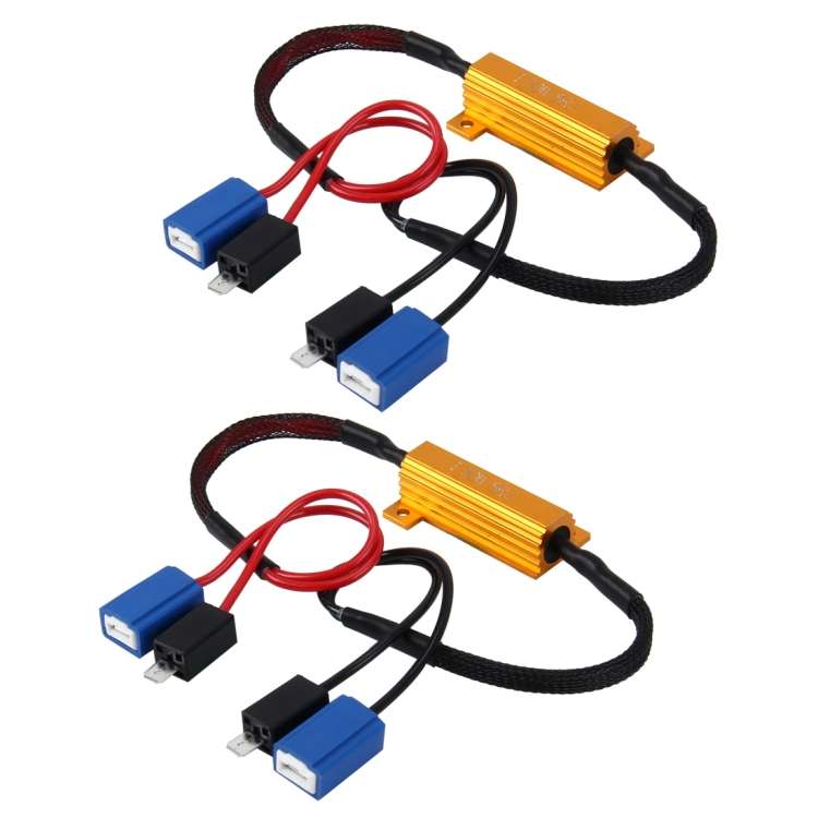 2 PCS H1 / H3 Car Canbus Error Canceller Decoder Load Resistor LED 50W 8 Ohm No Blinking Decoder ...