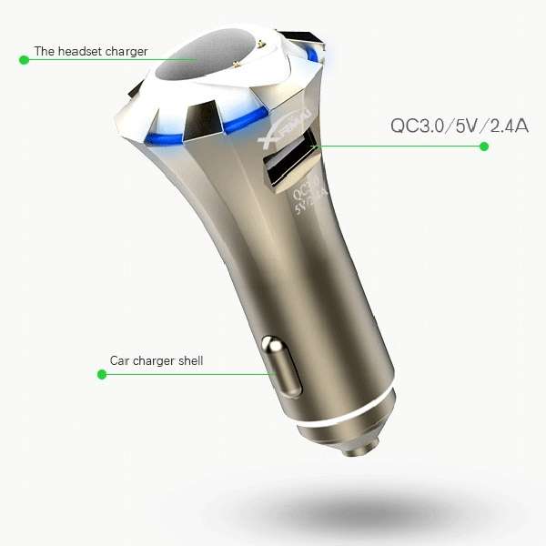 A8 3 in 1 Bluetooth Earphone &amp; Safety Hammer &amp; Car Charger, Support Hands-free Call &amp;...