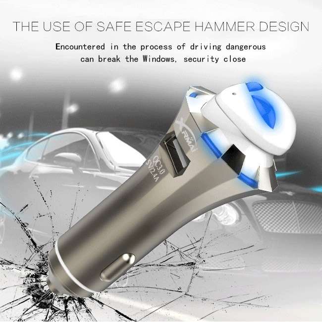 A8 3 in 1 Bluetooth Earphone &amp; Safety Hammer &amp; Car Charger, Support Hands-free Call &amp;...