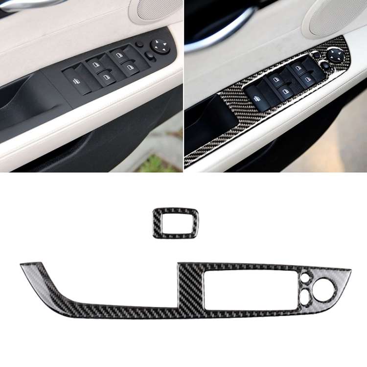 Car Carbon Fiber Window Lift Panel With Folding Key Soild Decorative Sticker for Left Drive BMW Z...