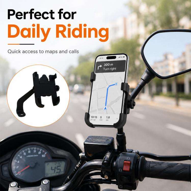 Motorcycle Rear View Mirror Aluminum Alloy Phone Bracket, Suitable for 60-100mm Device, Rear View...