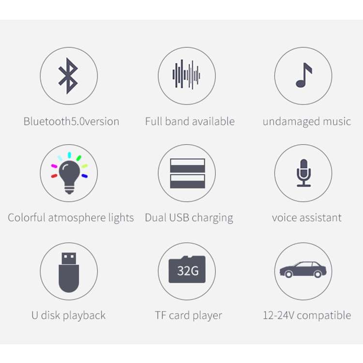 BC42 Bluetooth 5.0 Multi-function Car Colorful Atmosphere Lamp MP3 Player, Support TF Card &amp; ...