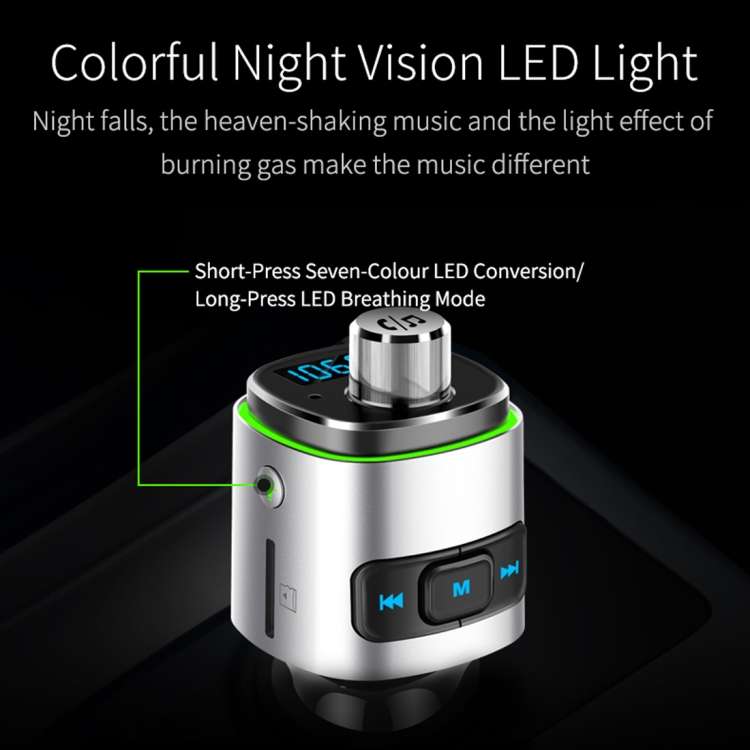 BC42 Bluetooth 5.0 Multi-function Car Colorful Atmosphere Lamp MP3 Player, Support TF Card &amp; ...