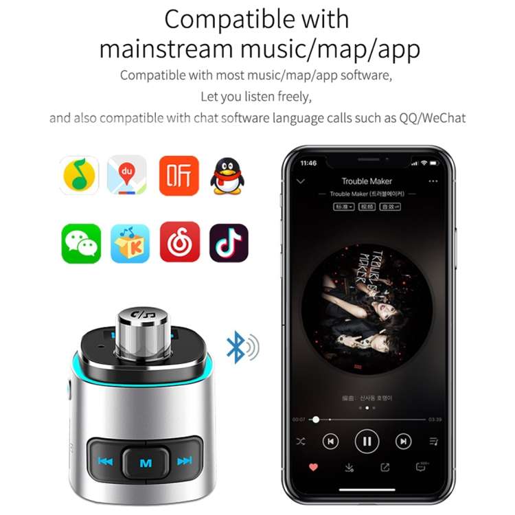 BC42 Bluetooth 5.0 Multi-function Car Colorful Atmosphere Lamp MP3 Player, Support TF Card &amp; ...