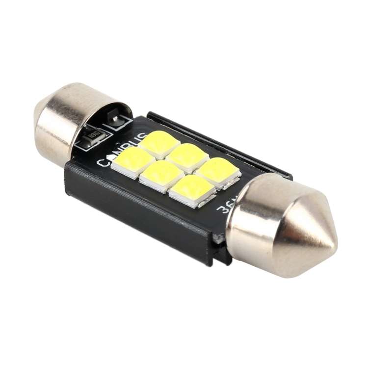 2 PCS 36mm DC12V / 2.5W / 6000K / 170LM 6LEDs SMD-3030 Car Reading Lamp Dome Light