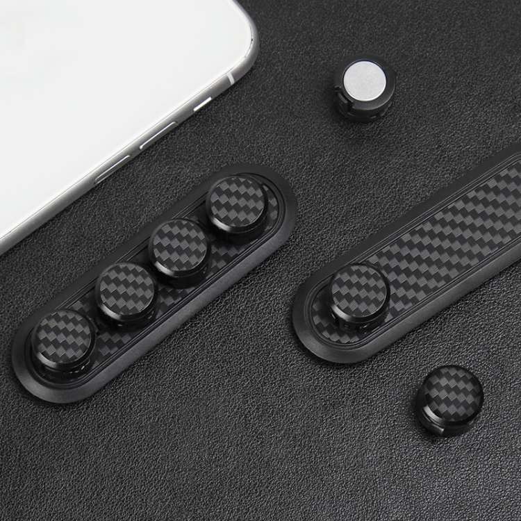 Car Carbon Fiber Magnetic Clamp Cable Storage Box Creative Desktop Hub Organizer