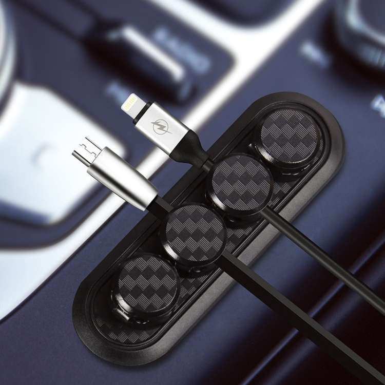 Car Carbon Fiber Magnetic Clamp Cable Storage Box Creative Desktop Hub Organizer