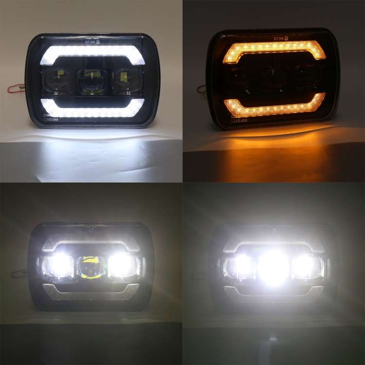 2073S 1 Pair 7 inch Car Square Headlight Work Light