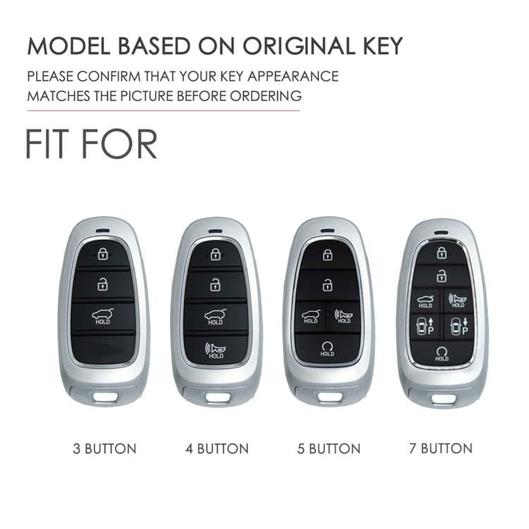 Hallmo Car Cowhide Leather Key Protective Cover Key Case for Hyundai 7-button, For Hyundai 7-button
