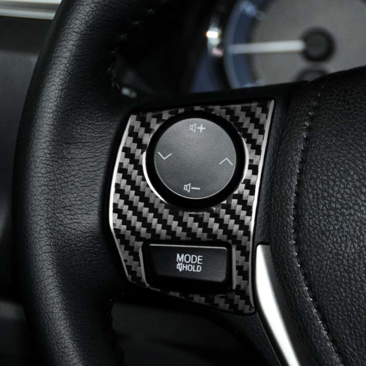Car Carbon Fiber Steering Wheel Button Frame Decorative Sticker for Toyota Corolla / Levin 2014-2...
