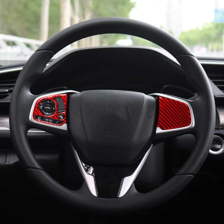 Car Carbon Fiber Steering Wheel Button Middle Configuration Decorative Sticker for Honda Tenth Ge...