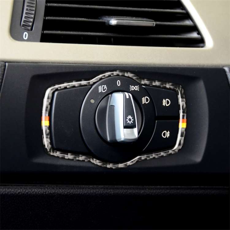 Yellow Red Color Carbon Fiber Car Headlight Switch Decorative Sticker for BMW E90 / E92 / E93 200...