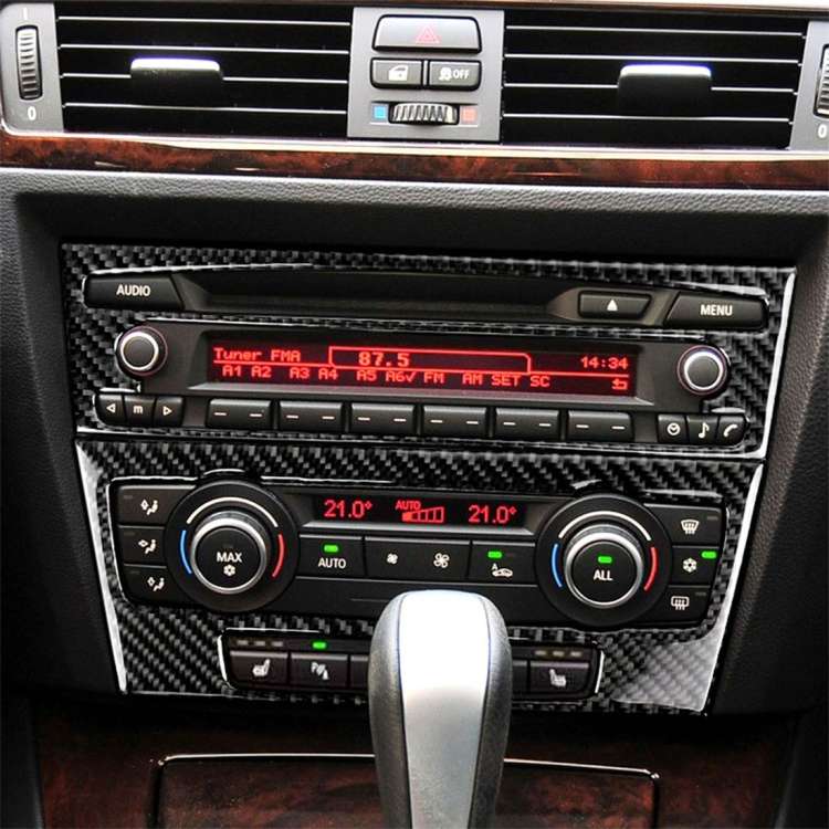 Carbon Fiber Car Central Control CD Panel Decorative Sticker for BMW E90 / E92 2005-2012, Non Nav...