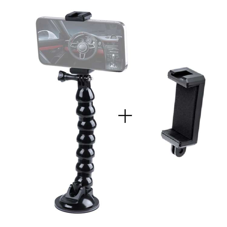 Extended Suction Cup Jaws Flex Clamp Mount with Cold Shoe Phone Clamp, Extended Suction Cup Mount...
