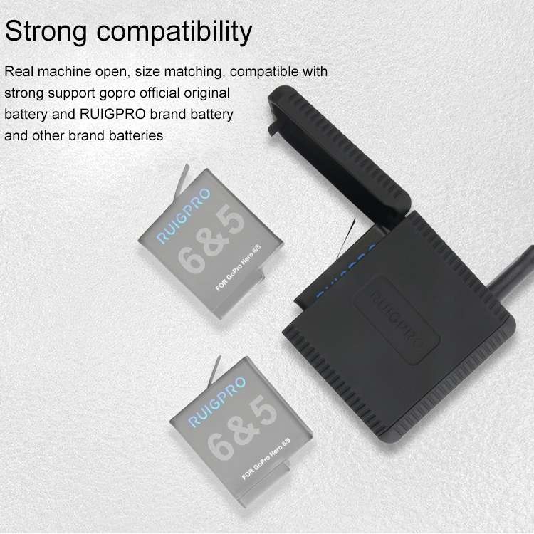 RUIGPRO USB Triple Batteries Housing Charger Box with USB Cable &amp; LED Indicator Light for GoP...