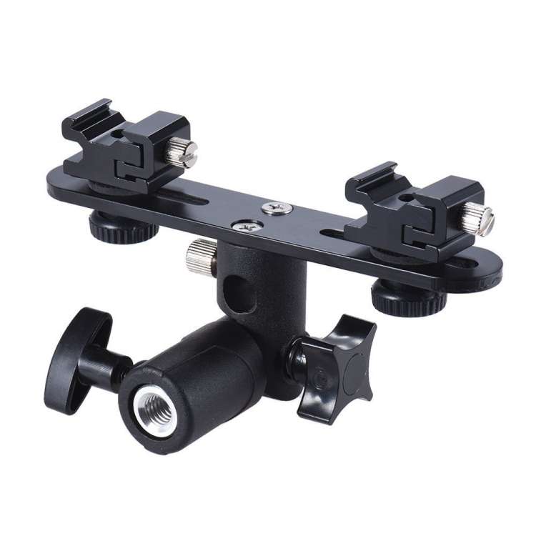Double Hot Shoe Flash Stand Bracket