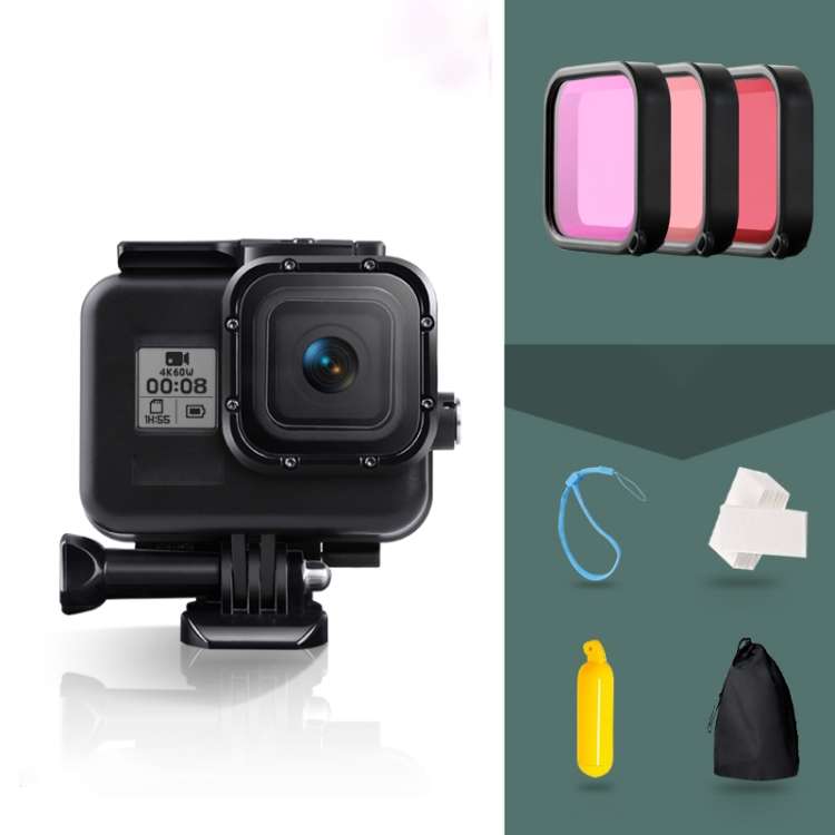 For GoPro HERO8 Black 45m Waterproof Housing Protective Case with Buckle Basic Mount &amp; Screw ...