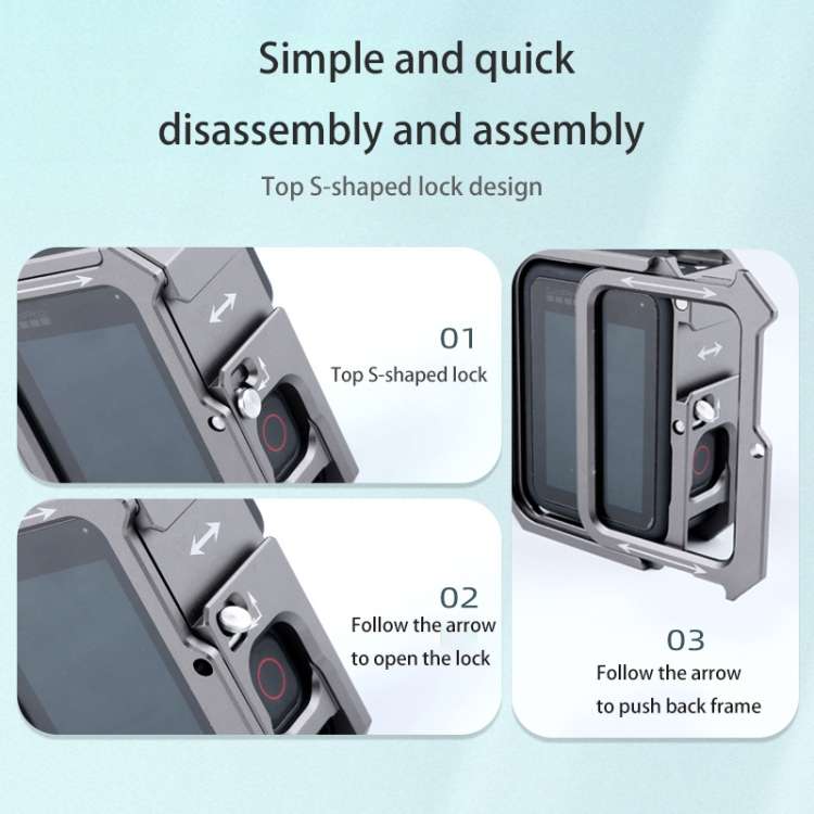 RUIGPRO for GoPro HERO10 Black / HERO9 Black Metal Border Frame Mount Protective Cage with Dual C...