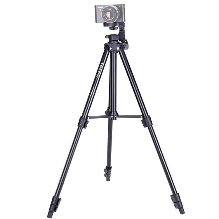 YUNTENG VCT-680RM 4-Section Folding Legs Aluminum Alloy Tripod Mount with Three-Dimensional Tripo...