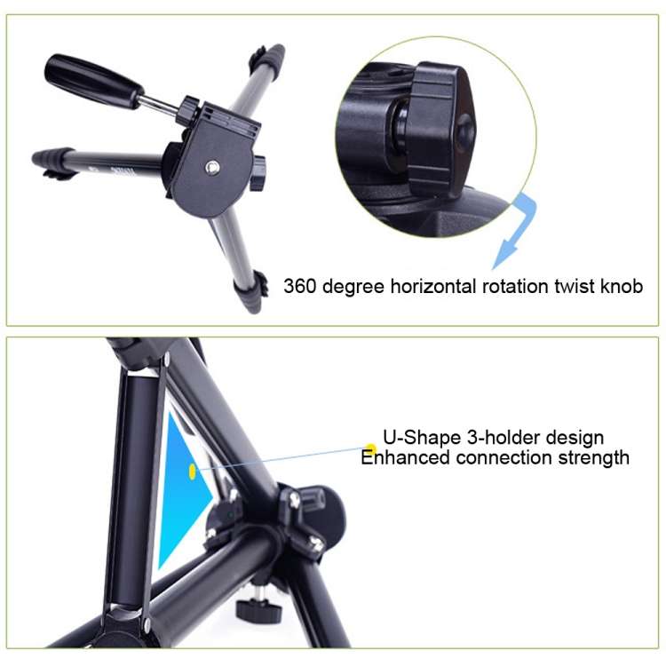 YUNTENG VCT-680RM 4-Section Folding Legs Aluminum Alloy Tripod Mount with Three-Dimensional Tripo...