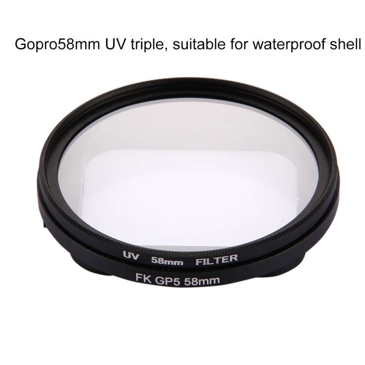 58mm 3 in 1 Round Circle UV Lens Filter with Cap for GoPro HERO7 Black/6 /5